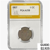 1807 Draped Bust Half Cent PGA AU58