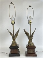 Pair of Metal & Wood Figural Lamps