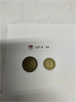 Two gaming tokens