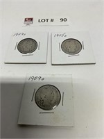 1905-D, 1909-D and 1909-o v nickels
