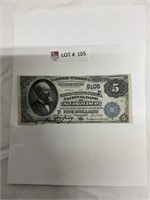 1905 five-dollar large bill San Francisco and