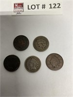 1863, 1857, 1860, 1888, and 1863 Indian head
