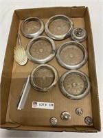 Box of sterling silver coasters and other pieces