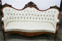 Very Nice Victorian Carved Highback Tufted