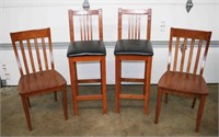 (2) Misson Style Leather Seat Stools, (1) w/