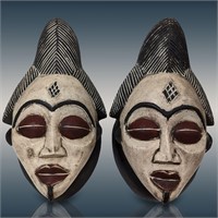 Pair Of Modern Decorative African Hand Crafted Woo