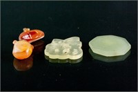 Four Assorted Chinese Agate and Hardstone Pendant