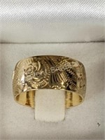 14K Yellow Gold Embossed Ring