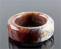 Chinese Brown Hardstone Carved Ring w/ Crack
