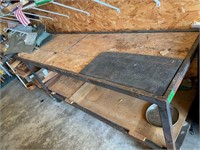 Steel work bench on wheels 12’ X 27” X 33”