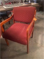 Red cloth office side chair with arms side