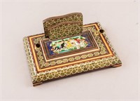 Antique Persian Marquetry Wooden Pen Holder