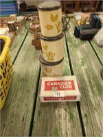 Vintage cigar box & cannister tins.