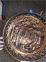 VERY LARGE COPPER RELIEF WALL PLATE