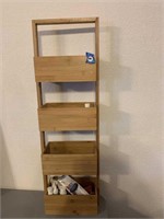 34.5" TALL WOOD STORAGE RACK w/ ARTIST SUPPLIES