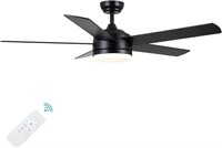 YUHAO 52 inch Black Ceiling Fan with Lights and Re
