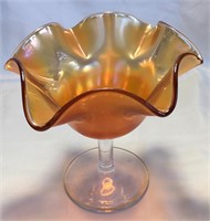 Antique Carnival Marigold Glass Compote