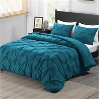 downluxe Pintuck Queen Comforter Set with 2 Pillow