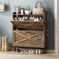 Rustic Brown Shoe Cabinet with Drawers