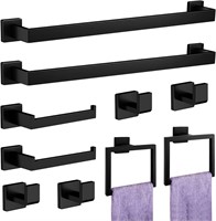 PCBRWA 10-Pieces Matte Black Bathroom Accessories