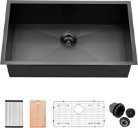 32 Undermount Black Stainless Steel Kitchen Sink,