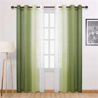Ombre Faux Linen Sheer Curtains