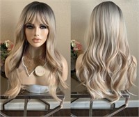 Ombre Dark Root Blonde Synthetic Wig 22''
