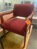 Dark Red cloth side chair solid cherry frame