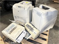 assorted printers: HP Color LaserJet 4600n, HP