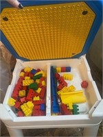 Childs lego table with lid and legos