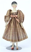 Early 1800's Papier Mache Wooden Doll