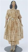 1840s Papier Mache Doll w/ Lace Dress