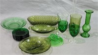 VTG Assorted Green Glassware