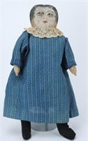 Antique Cloth Rag Doll w/ Harlequin Like Face