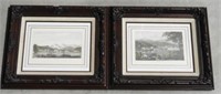 (2) framed Prints of Lugano in 1841 and 1880
