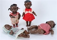 4 Vintage Composite Black Baby Dolls