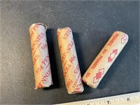 3 rolls of Lincoln pennies unsearched by us