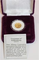 1987 $5 Gold Panda coin 1/20 oz of gold in purple