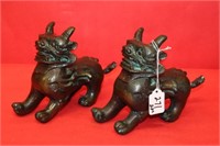 Pair of Metal Chinese Foo Dogs 9" long x 6" tall