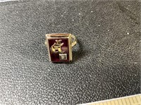 Ring 10K, created ruby and diamond