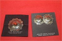 Navajo Sterling, coral pin + earrings