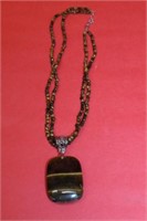 New Large Sterling Tiger Eye pendant necklace