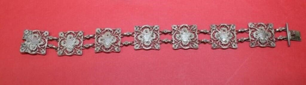 Art Deco Chinese silver filigree bracelet,