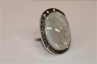 NWT Huge Sterling, Marcasite, MOP ring, size 8