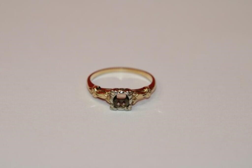 Antique 14K wedding ring setting for .25 stone,