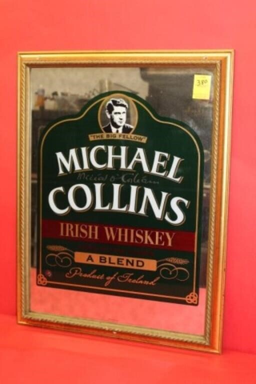 Michael Collins Irish Whiskey mirror bar sign –