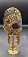Faberge Style Egg on Pedestal Black & Gold