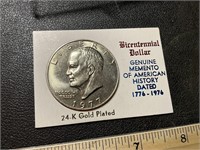 1977 Eisenhower dollar coin not gold plated