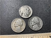 2 Jefferson nickels 1946 & 1964, and a buffalo