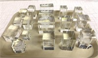 17) Crystal Laser Etched Paperweight Cubes